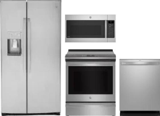4 Piece Package Includes Refrigerator, Range, Microwave And Dishwasher